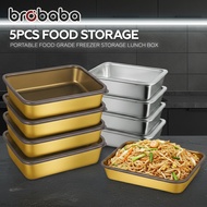 BROBABA 5Pcs Bekas Simpanan Makanan Stainless Steel Food Storage Box Food Container Tray | Bekas Sim