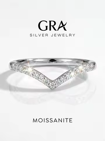 GRA V-Shaped Moissanite Shining Rings For Women 925 Sterling Silver With White Golden Pure Diamond E