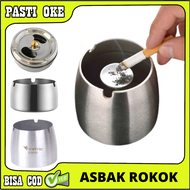 Asbak Rokok Stainless Anti Angin Model Cylinder Cigar Rotation Stainless Steel Bahan Tidak Dapat Ber