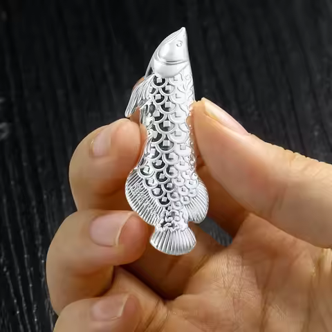 3D Koi Tea Pet Bony Tongue Arowana 9999 Silver Leaf Old Tea Boiled Ornaments Ionization Sterilizatio