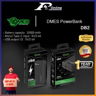 DMES DB2 2.4A 20000mAh Dual USB Output Type C and Micro USB Input Fast Charging Powerbank