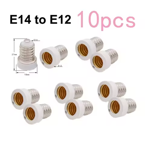 10pcs E14 to E12 Power Adapter Converter Lamp Holder Base Socket for LED Light Bulb Extend Extension