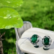 春森光語哥倫比亞祖母綠橢圓耳環