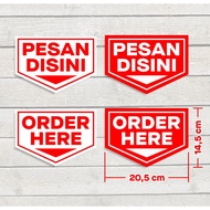 Message Sign Sticker Here Order Here Sticker Order Here 20.5 x 14.5 cm