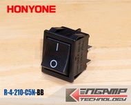(1ตัว) [SW] HONYONE R-4-210-C5N-BB 20A/125V 22A/250V ขนาด 25x30.5mm ช่องใส่ควรมีขนาด 22x28mm