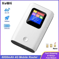 KuWfi Unlock 4G LTE Router 150Mbps Outdoor Hotspot 6000mah Mobile Router Wireless Wifi Portable Modem Sim Card Slot Mini Router gubeng