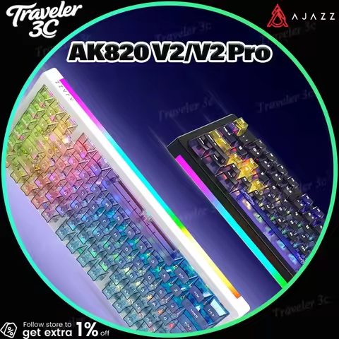 AJAZZ AK820 V2/AK820 V2 ProTri Mode Mechanical Keyboard 75 Layout Dual 8K Polling Rate Hot Swap Wire