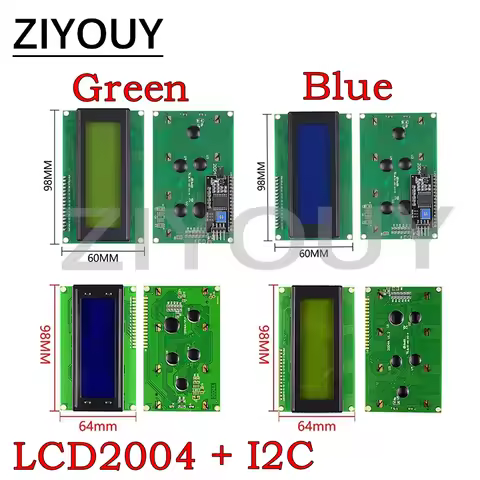LCD2004 + I2C 20x4 2004A PCF8574T Blue/Green screen HD44780 Character LCD /w IIC/I2C Serial Interfac