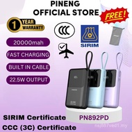 3c&Sirim certificates Pineng Power Bank pn892pd 20000mAh PD 22.5W 20W Fast Charging Powerbank Built 
