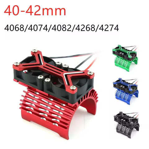 Motor Heatsink Dual 20000rpmCooling Fan 40-42mm Compatible with 1/7 1/8 Arrma Traxxas RC Car Fit 406