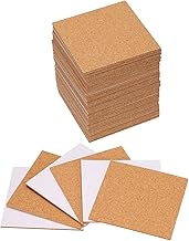 QUARKZMAN Pack of 50 Self-Adhesive Cork Coasters, 80 x 80 x 2 mm, Cork Mats, Cork Tiles, Cork Underl