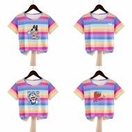 kids striped t-shirt Gaya Korea Budak Baju T-Shirt Budak lelaki usia sekolah Budak perempuan usia se