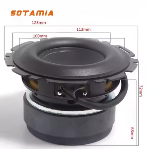 SOTAMIA 1Pcs 4.5 Inch Subwoofer 4 Ohm 50W Low-frequency Speaker Super Bass Long Stroke Audio Sound H