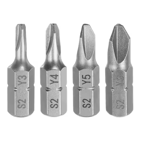 4pcs Y3/Y4/Y5/Y6 Y Type Screwdriver Bits 1/4" Hex Shank S2 Steel Magnetic Electric Screw Driver Bit 