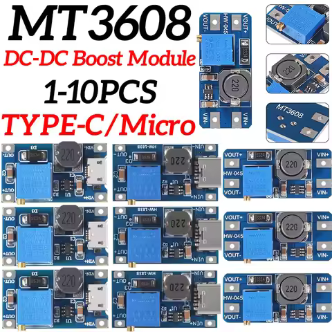 1-10PCS MT3608 DC-DC Step Up Converter Booster Power Supply Module Boost Step-up Board MAX output 28