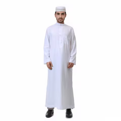 Men's Muslim Clothes Qatar RobeThobe Middle East Kaftan Saudi Arab Caftans Islamic Abaya Dress Dubai