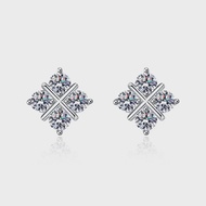 จัดส่งฟรี S925 เงินสเตอร์ลิงผู้หญิงหู Studs ข้าม Field รูปแบบ Moissanite เครื่องประดับอัญมณีอุปกรณ์เ