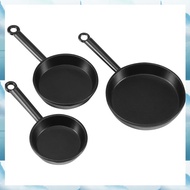 [W F S B] 1/12 Scale 3pcs Dollhouse Miniature Metal Frying Pans Cooking Pot Cookware Kitchen Accesso