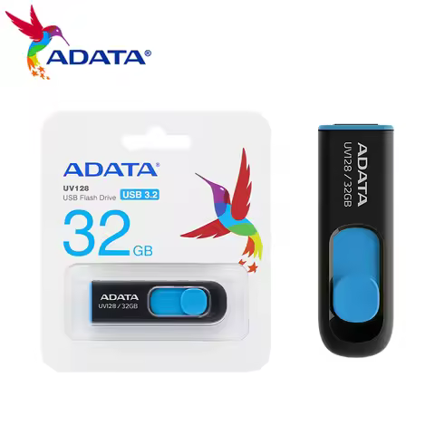 ADATA U Disk UV128 Series USB3.2 Sliding Telescopic No Cover Interface System Car Speaker Office Sto