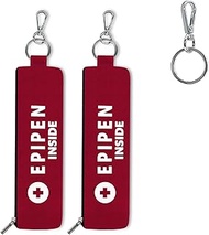2-Pack EpiPen Carry Case,Red Epipen Holder Bag with Carabiner-for 1 EpiPen Asthma Allergy Medication