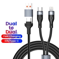 4 in 1 100W USB Cable 5A Fast Charging Wire for iPhone 14 13 Pro Max iPad Huawei Xiaomi Samsung Type C Lightning Data Cord Cable
