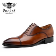 Desai Mens Formal Leather Shoes Three-Headed Design Casual Business Wedding Shoes British Style Comp