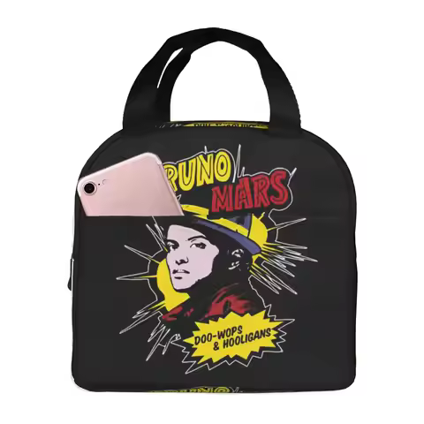 Custom Bruno Mars Pop Music Thermal Insulated Lunch Bag Women Men Portable Lunch Container for Schoo