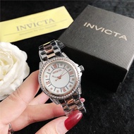 Invicta Watch Women's All-Match Fashion Casual Diamond-studded Ladies Watch Gradient Gypsophila Quartz Movement National Watch Women's Watch Stainless Steel Dial