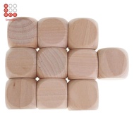 [Lovoski] 10PCS Naural Wood Blank Dice D6 30mm Game Dice for Kids DIY Decorating Games