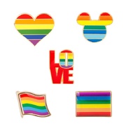 Gay LGBT Rainbow Love Wave Flag Brooch Small