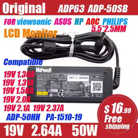 19V 2.64A ADP-50SB FOR Philips ASUS HP AOC VIEWSONIC LCD monitor AC adapter Power supply 19V 1.31A 1