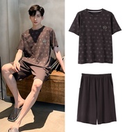 ชุดนอนผู้ชายลายชินจังจอมแก่นชุดใส่อยู่บ้านคอตตอนแท้แขนสั้นคอกลมสำหรับวัยรุ่นนักเรียนมัธยมใส่ในฤดูร้อ