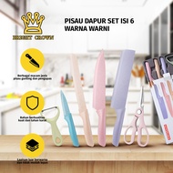 Bright Crown Kitchen Knife Set Stainless Steel / Pisau Dapur Set 6 in1 Bahan Stainless Steel PREMIUM