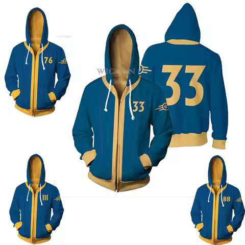 Game Nate Nora Cosplay Costume Hoodie Sole Survivor Vault 11 33 Shelter Zip Up 3D Print Jacket Sweat