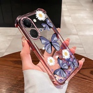 Vivo Y05 Y11d Y31d Case Air Cushion Shockproof Transparent Case Butterfly Flower Clear Silicon Case