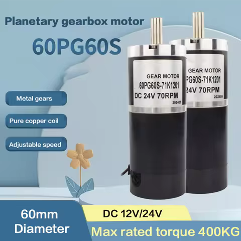 60mm Max 400KG Brushed planetary gearbox reduction DC Keyway motor 60PG60S variable speed motor high