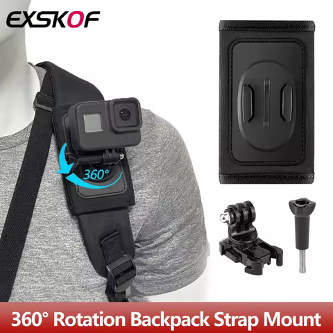 360° Rotation Backpack Strap Mount For GoPro Hero 13 12 11 10 9 8 7 6 5 4 Insta360 X2 X3 X4 DJI Osmo