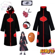 3PCS Anime Naruto Akatsuki Cosplay Costume Kids Adult Uchiha Sasuke Itachi Clothes Halloween Outfits