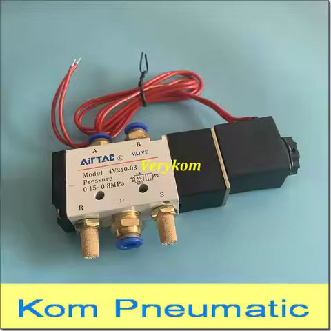 Free Shipping 1/4" Pneumatic Control Air Solenoid Valves 4V210-08 + Muffler Fittings 12V DC 24V AC 1