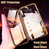 Hai Mặt Kính Cường Lực Từ Tính Hấp Phụ Ốp Lưng Điện thoại Iphone XS XR XS MAX Viền Kim Loại Nam Châm