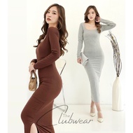 EVELYN EVELYN || Sexy Maxi Bodycon Korean Long Sleeve Dress || CLUBWEAR