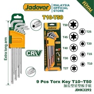 Jadever Tools CrV Trox allen key /Star Key Wrench 9 Pcs set (Extra Long) 加長型星型板手組 - JDHK3292