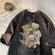 （✨24Hour shipping✨）Maise STUDIO COD Bear arnab gajah boneka cetak wanita longgar top kapas T Kemeja 