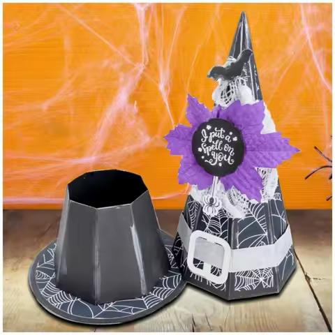 DIY The Witches Hat Gift Box Die Set Halloween Metal Cutting Dies Scrapbooking Embossing Frame Card 