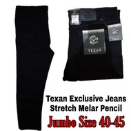 SumberRejekiJeans - Jumbo Pencil Jeans size 40-45 in Black Exclusive Texan Brand Over Size Stretch L