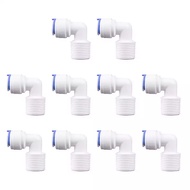 10pcs Quick Connect Push Fit Water Tube Fitting Male Thread to 1/4 inch OD Tube Elbow Adaptor for RO