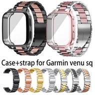 Stainless Steel strap with Case for Garmin VENU SQ Music Smartwatches metal watch Band for garmin VENU SQ TPU case for garmin VENU SQ