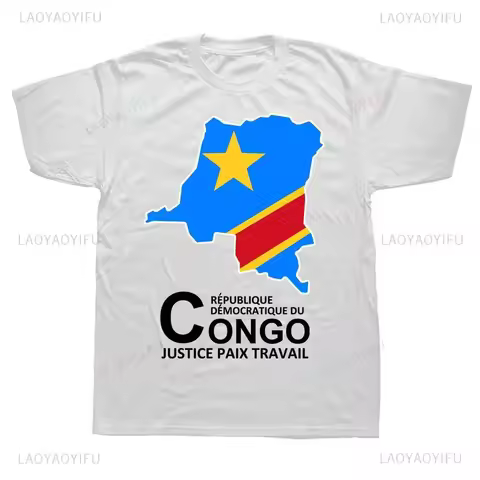 Country Map Printed Congo COD Kinshasa T-shirt Short Summer Fashion Sleeve Clothes Loose Tshirt Hip 