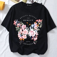 WANITA KOREA TSHIRT s-2xl tshirt woman butterfly flower bunga women oversized top t shirt baggy baju