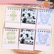 [3-5 Days Arrive]-2026 Mini Desktop Calendar | Cute Cartoon Style, 3 Designs: Butterfly, Ink Splash 